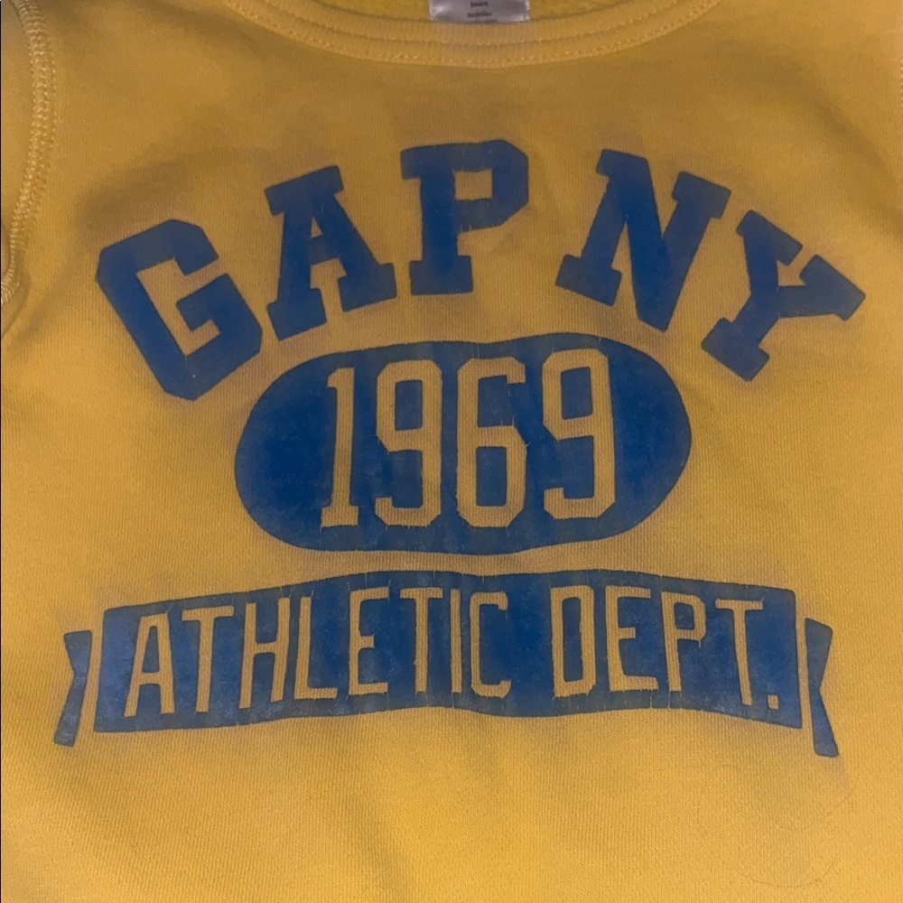 GAP Yellow Sweatshirt with Blue Print - Picture 2 of 3
